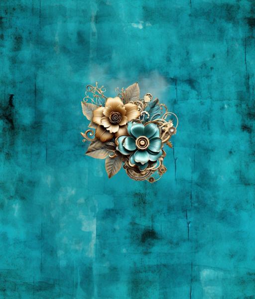 Steampunk Blumen Panel – BIO French Terry